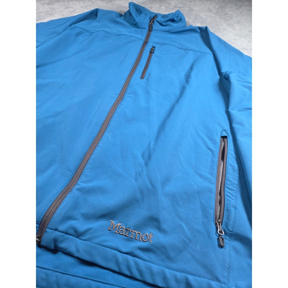 Marmot Softshell Jacket XXL Blue Mens Full Zip Wind Resistant Hiking Coat